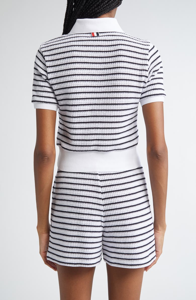 Thom Browne Stripe Cotton Knit Polo, Alternate, color,