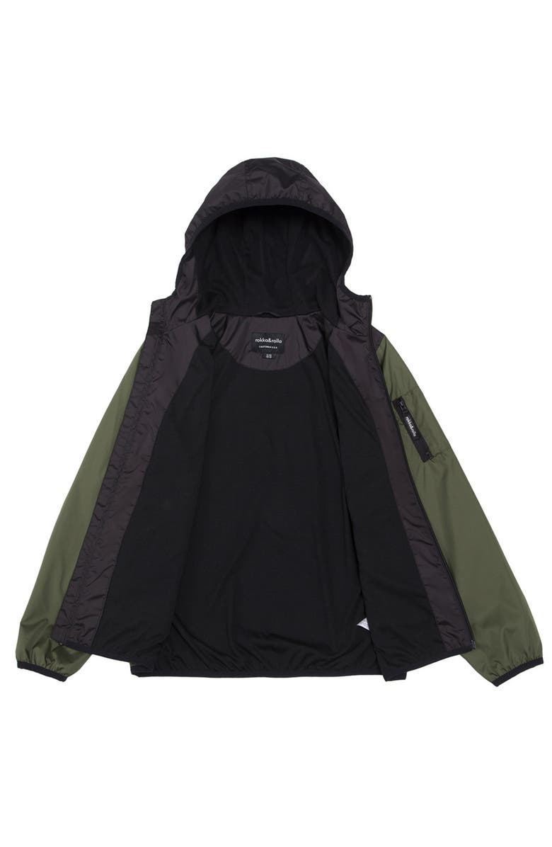 Rokka&Rolla Kids' Lightweight Hooded Windbreaker, Alternate, color, Black Olive