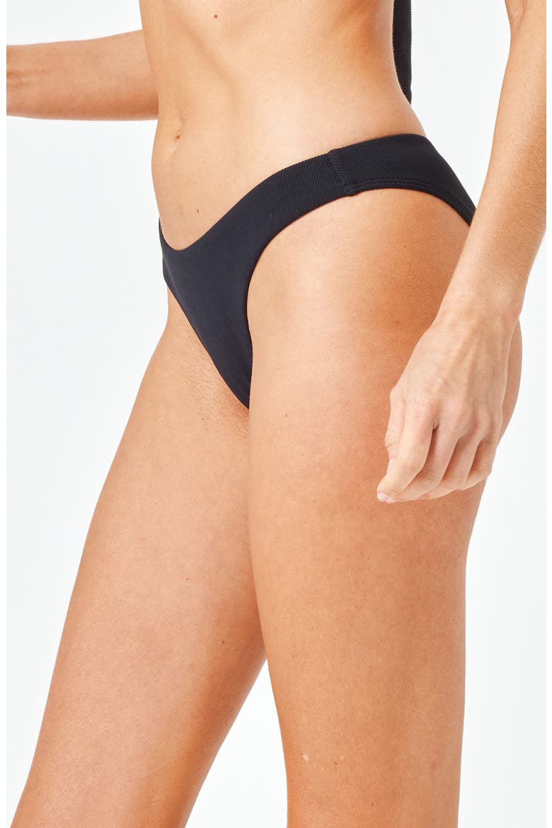 Rocky Ribbed Full Bikini Bottoms, Alternate, color, BLACK