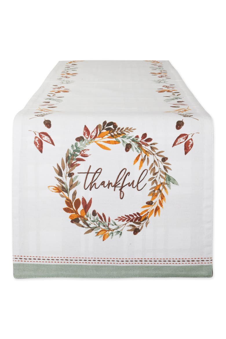 Thankful Autumn Wreath Reversible Tablecloth, Alternate, color, AUTUMN WREATH