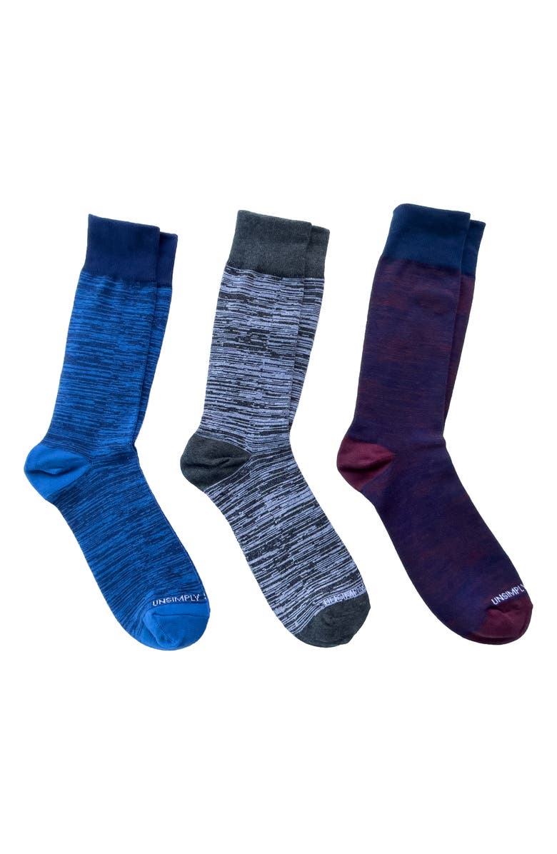 UNSIMPLY STITCHED Assorted 3-Pack Crew Socks, Main, color, Grey Multi Color