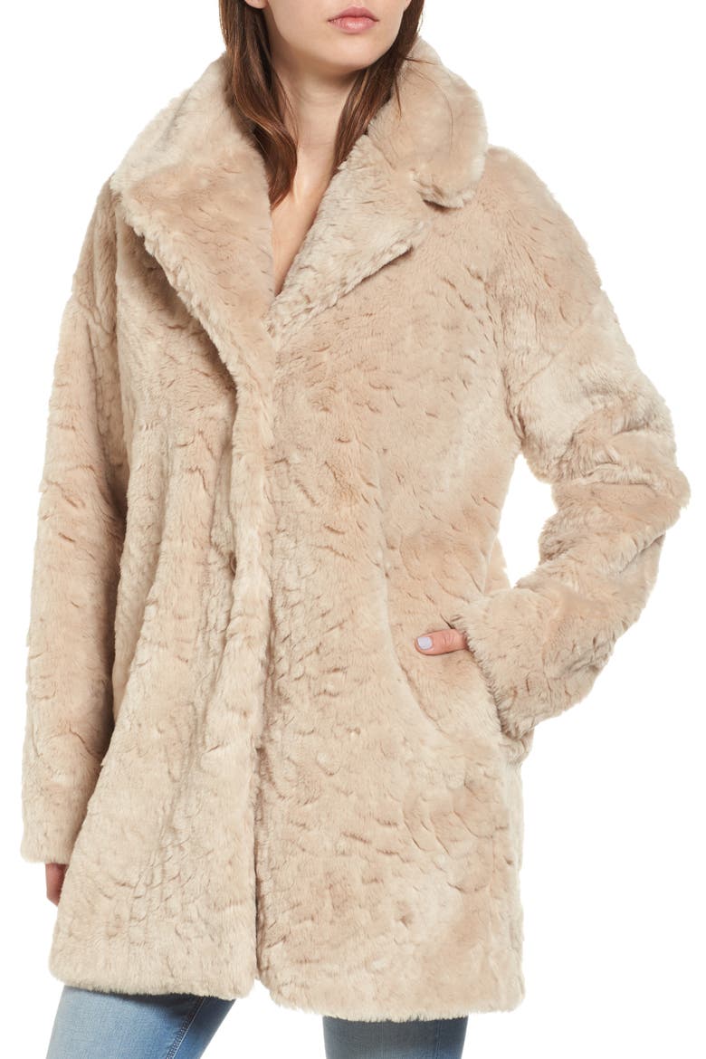 Shaggy Faux Fur Coat, Alternate, color, CREAM