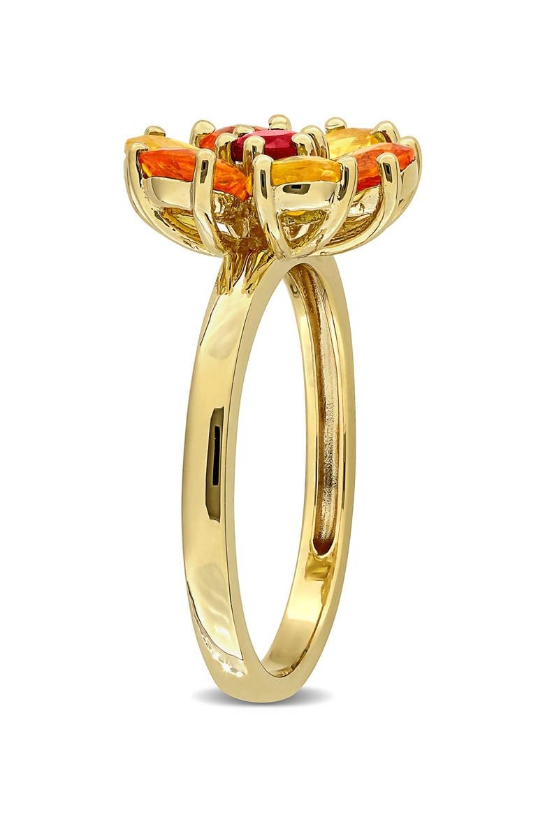 Yellow and Orange Sapphire Flower Ring, Alternate, color, MULTICOLOR