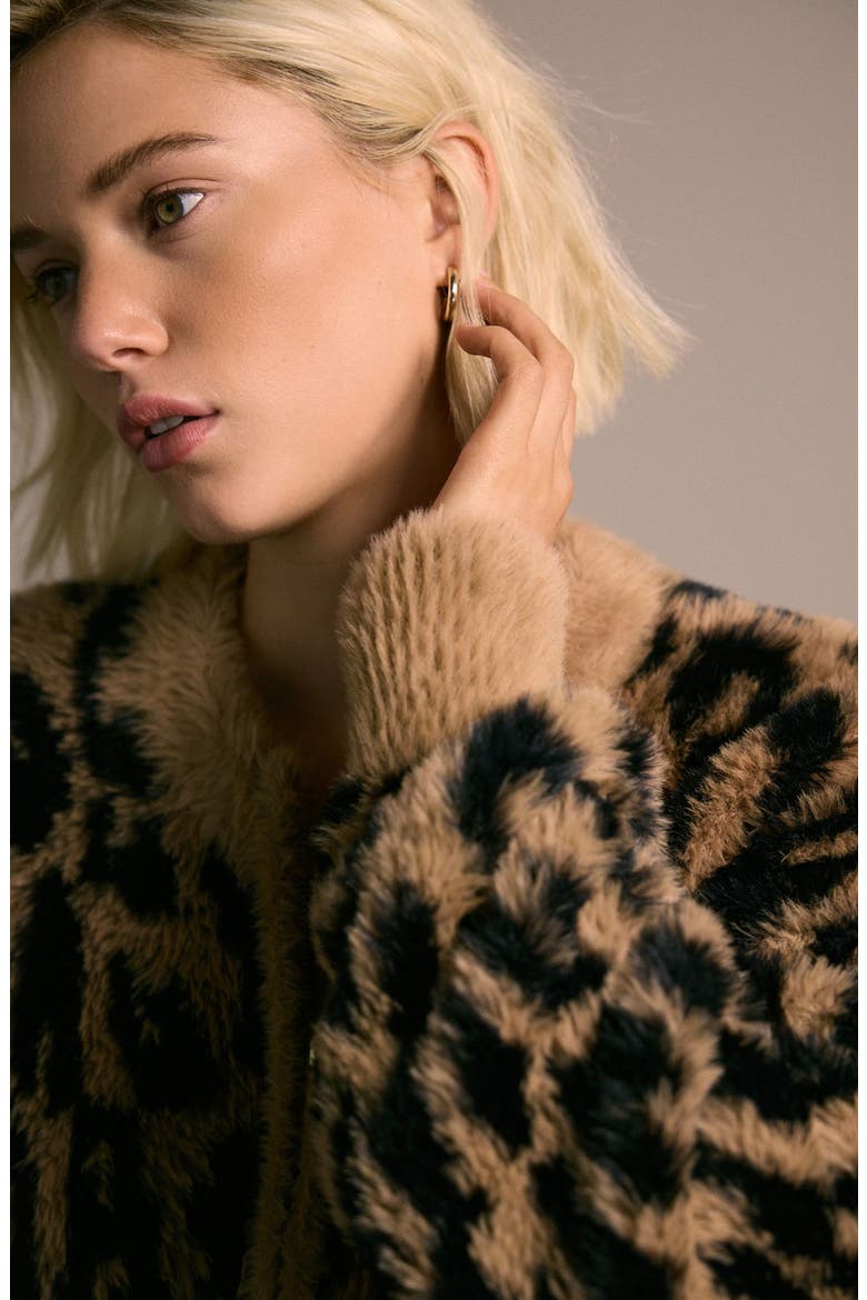 Fluffy Animal Print Cardigan, Alternate, color, ANIMAL