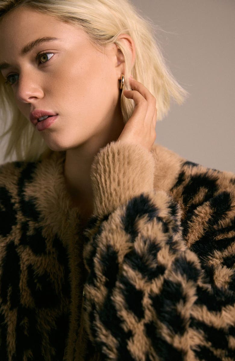 NEXT Fluffy Animal Print Cardigan, Alternate, color, Animal