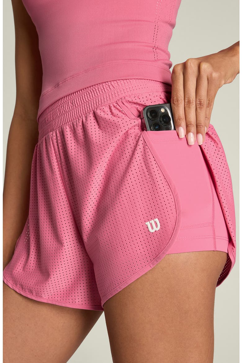 Layered High Waist Performance Sport Shorts, Alternate, color, CHATEAU PINK