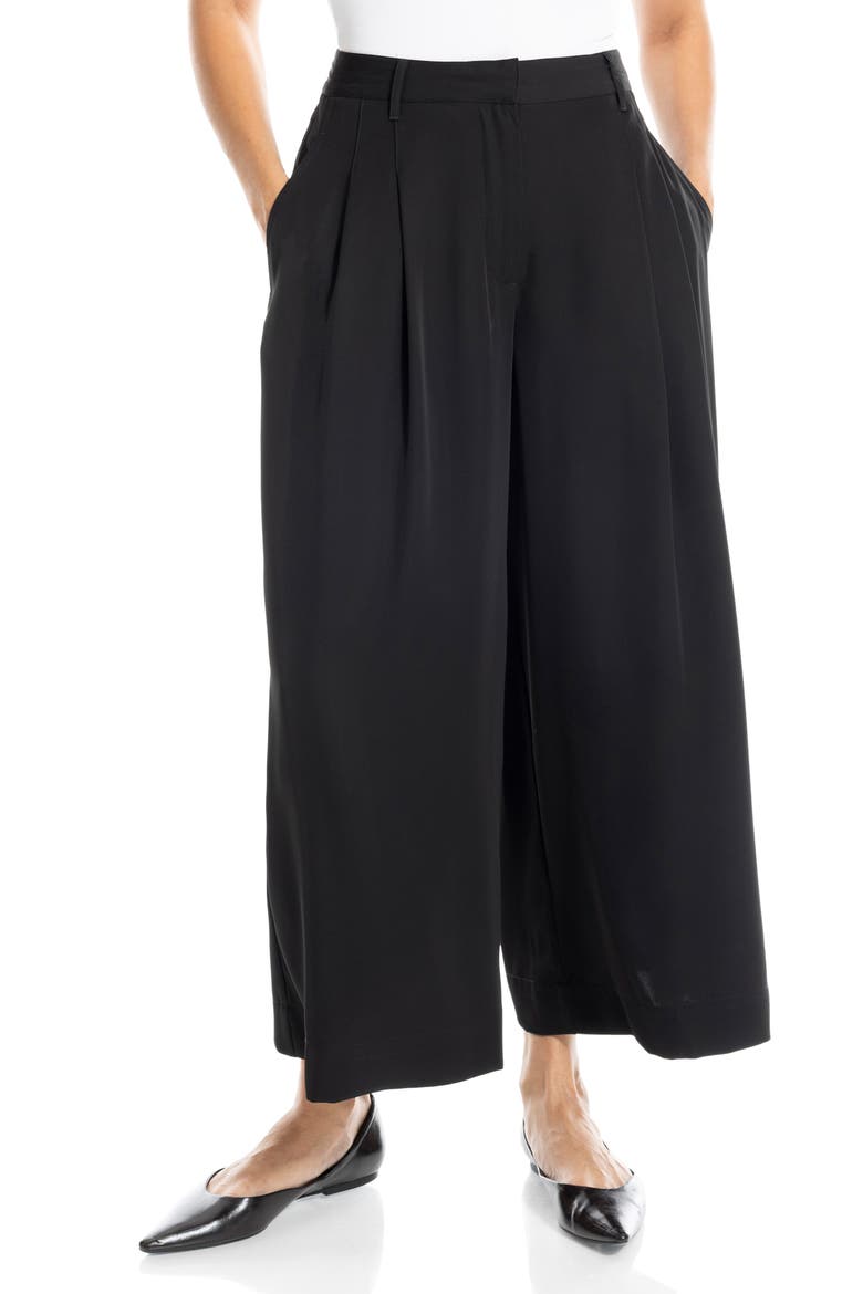 Pleated Wide Leg Culottes, Alternate, color, BLACK