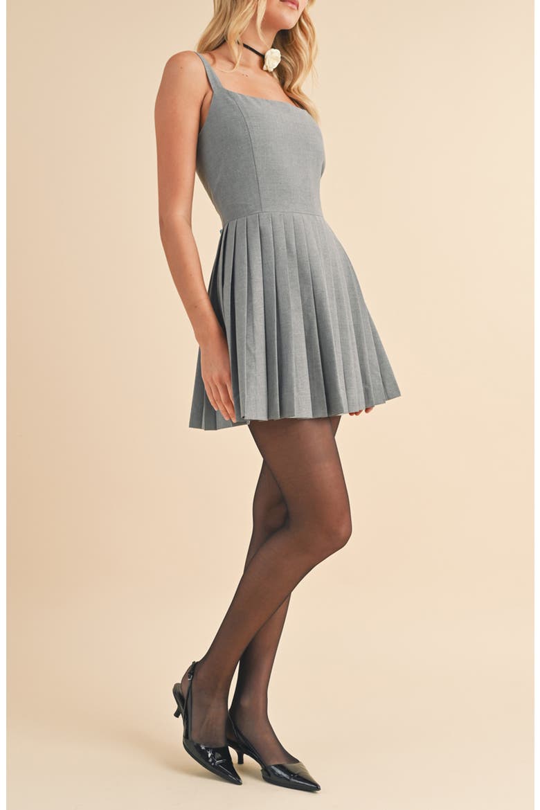 Accordion Pleat Skater Dress, Alternate, color, HEATHER GREY