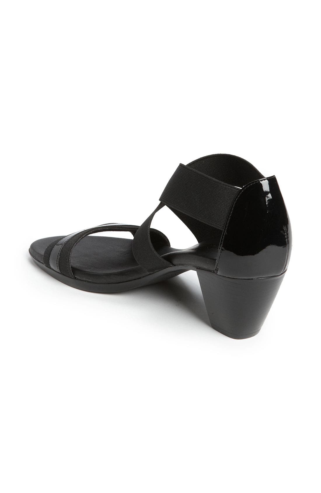 'Delana' Sandal, Alternate, color, BLACK STRETCH/ PATENT