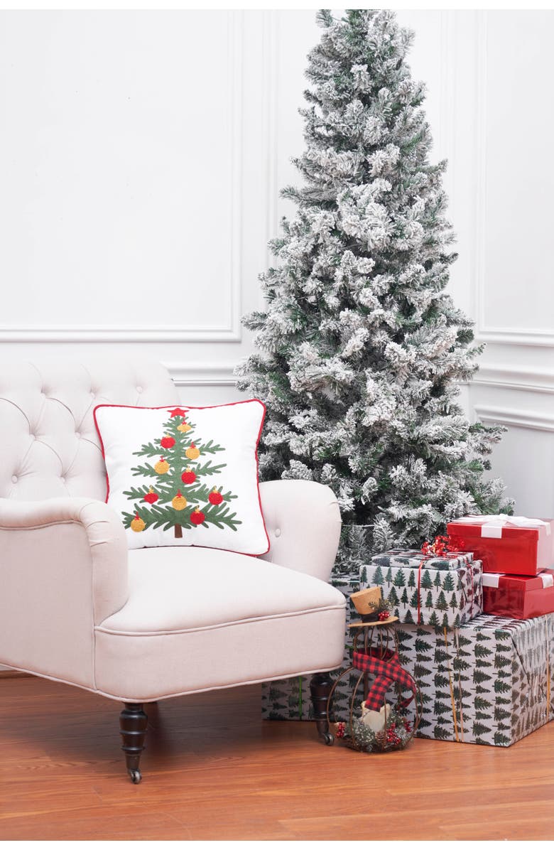 C&F Home Christmas Tree w/ Ornaments Accent Throw Pillow, 18" x 18", Alternate, color, Gold