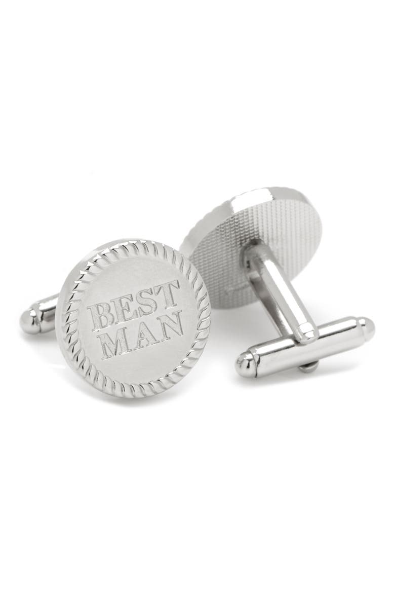 Best Man Cuff Links, Alternate, color, SILVER