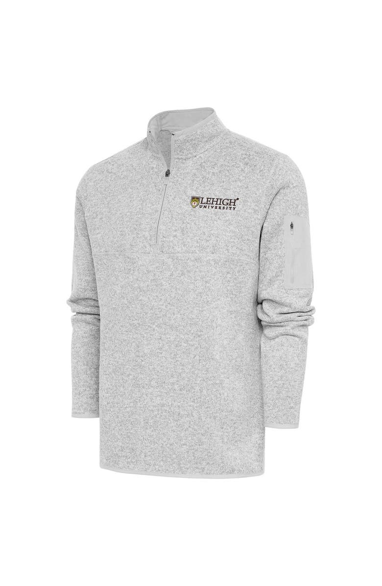 ANTIGUA Men's Antigua  Heather Gray Lehigh Mountain Hawks Fortune Quarter-Zip Pullover Jacket, Alternate, color, Heather Gray