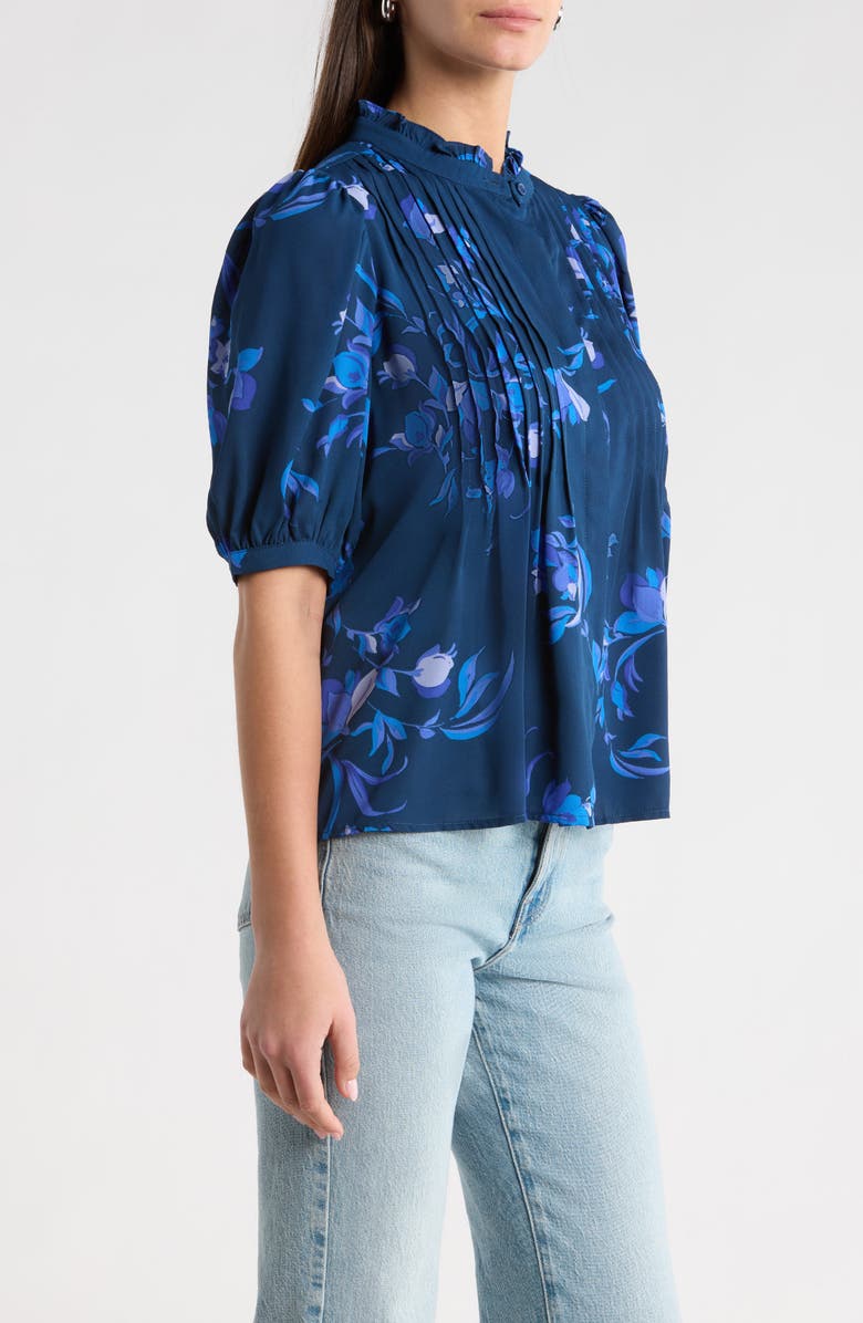SUGARLIPS Niva Floral Print Woven Shirt, Alternate, color, Navy-Blues