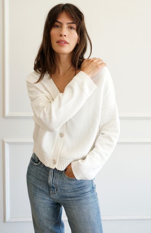 Paneros Clothing Diana Cropped Cardigan In Sugar White