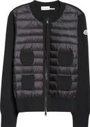 Moncler Mixed Media Quilt Front Wool Cardigan