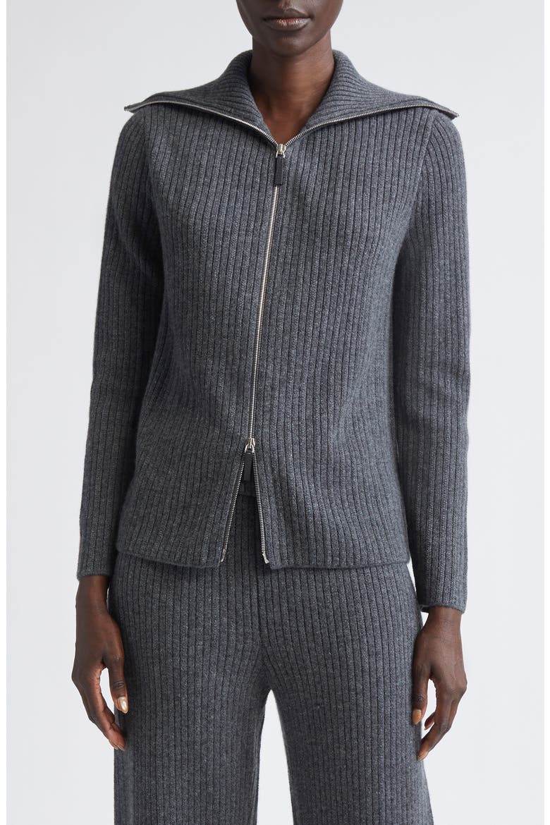 Mixed Stitch Zip Cardigan, Main, color, GRAPHITE MELANGE