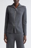 Lafayette 148 New York Mixed Stitch Zip Cardigan