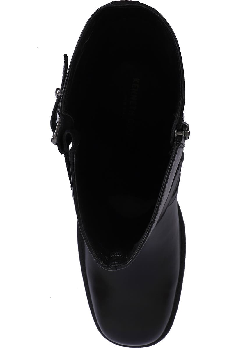 Kenneth Cole Janice Block Heel Engineer Boot, Alternate, color, Black Leather