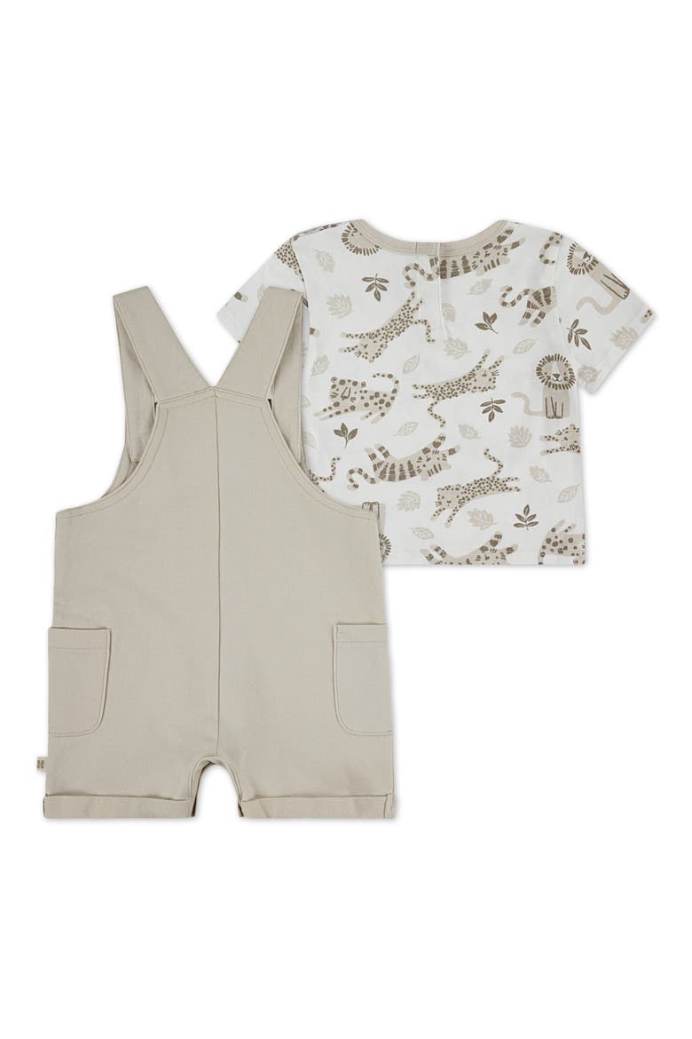 Print Organic Cotton T-Shirt & Overalls Set, Alternate, color, HUGGIES FRENCH OAK