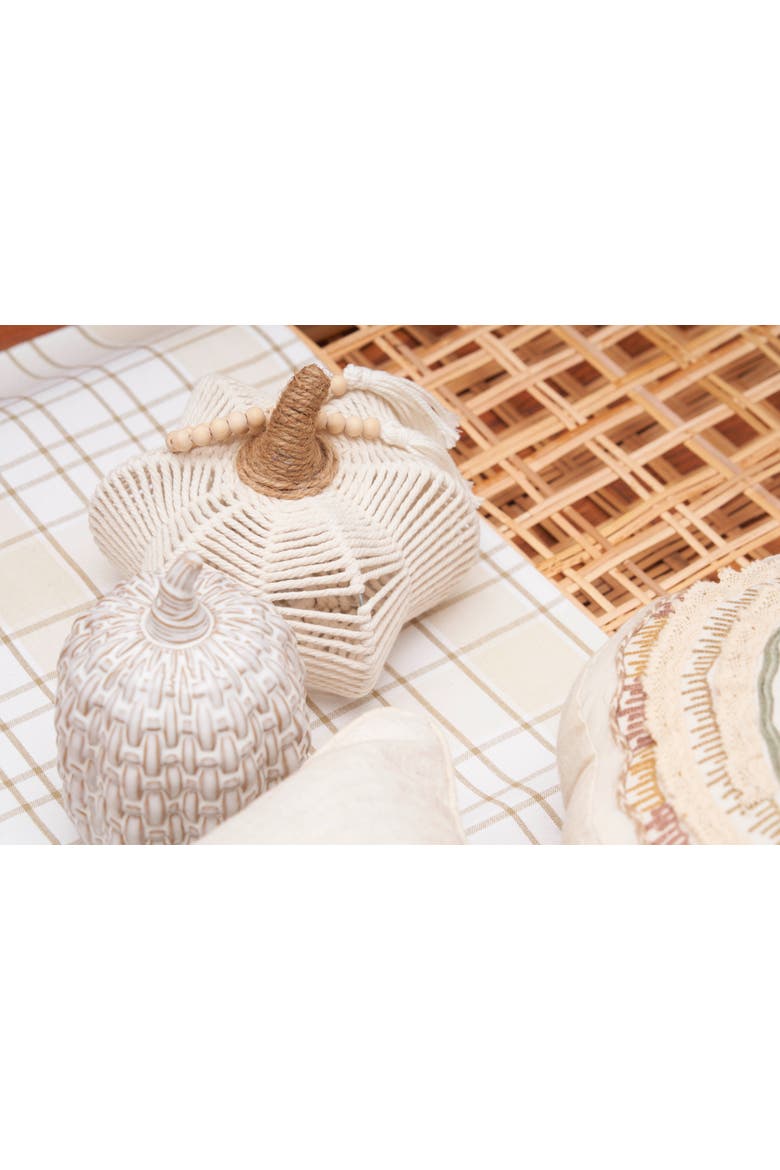 Medium Jute Woven Pumpkin Figurine, Alternate, color, White