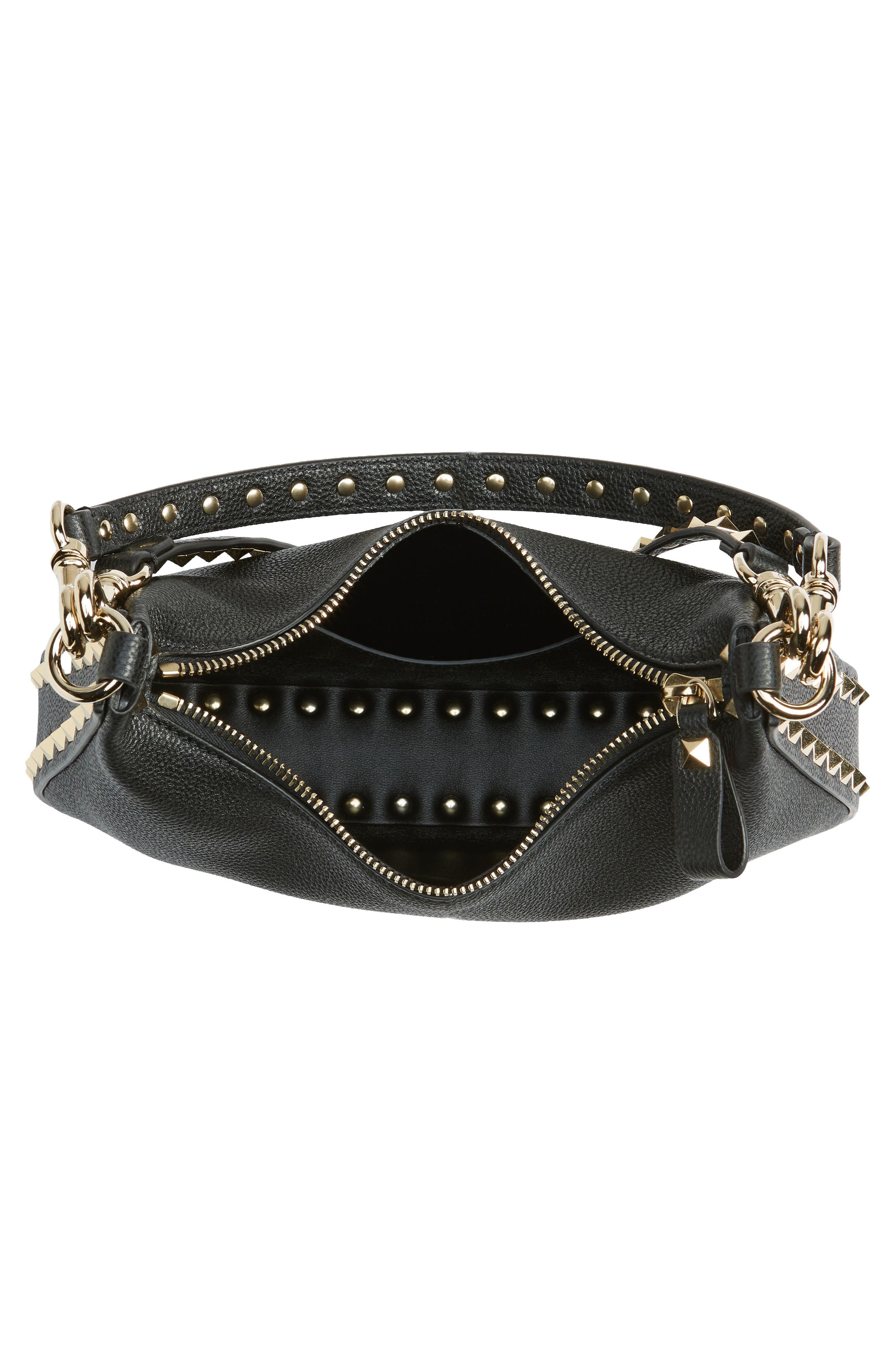 Valentino Garavani Small Rockstud Leather Hobo Bag, Alternate, color, 