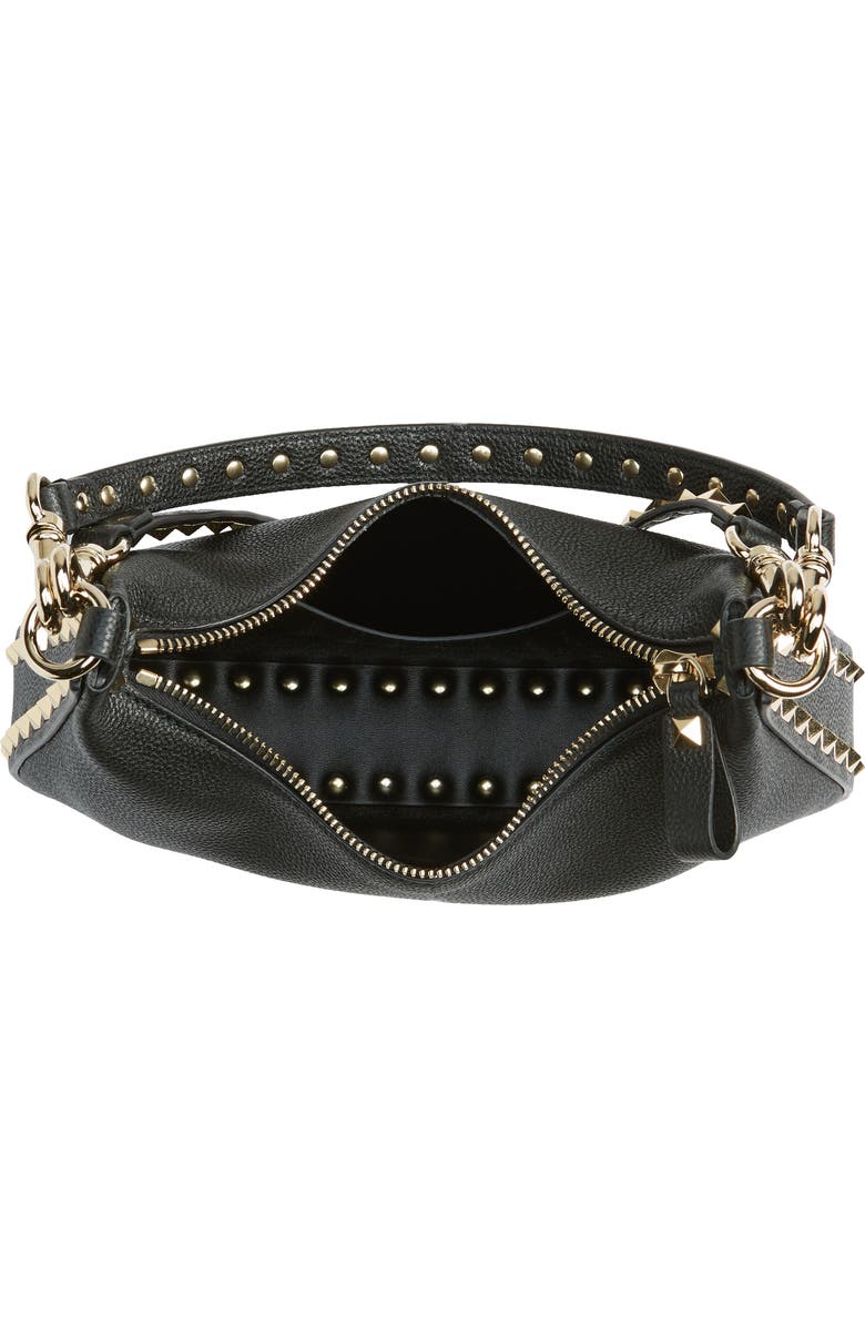 Valentino Garavani Small Rockstud Leather Hobo Bag, Alternate, color,