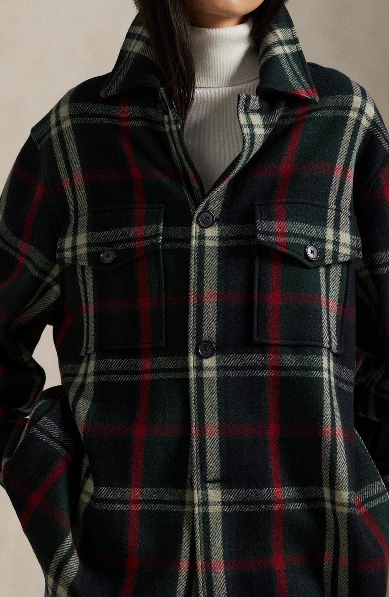 Polo Ralph Lauren Oversize Plaid Wool Blend Twill Shirt Jacket, Alternate, color, Green/ Blue/ Red Multi