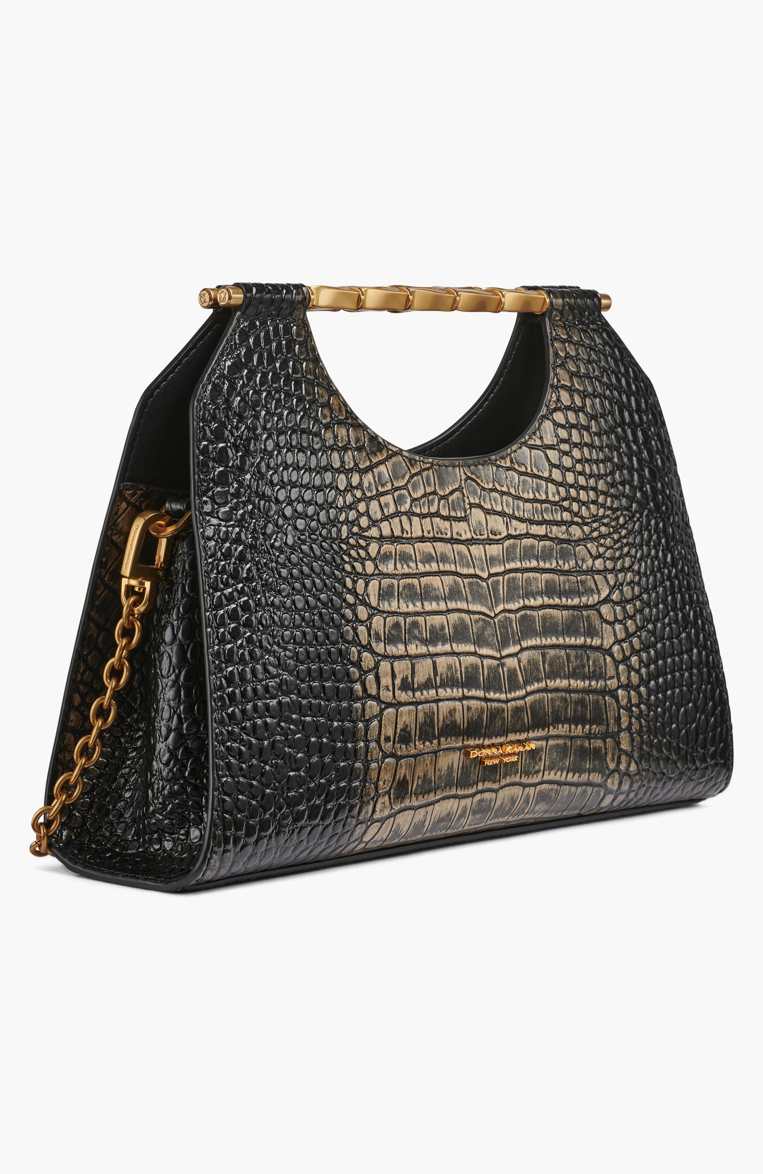 Donna Karan New York Commack Metallic Croco Clutch, Alternate, color, 