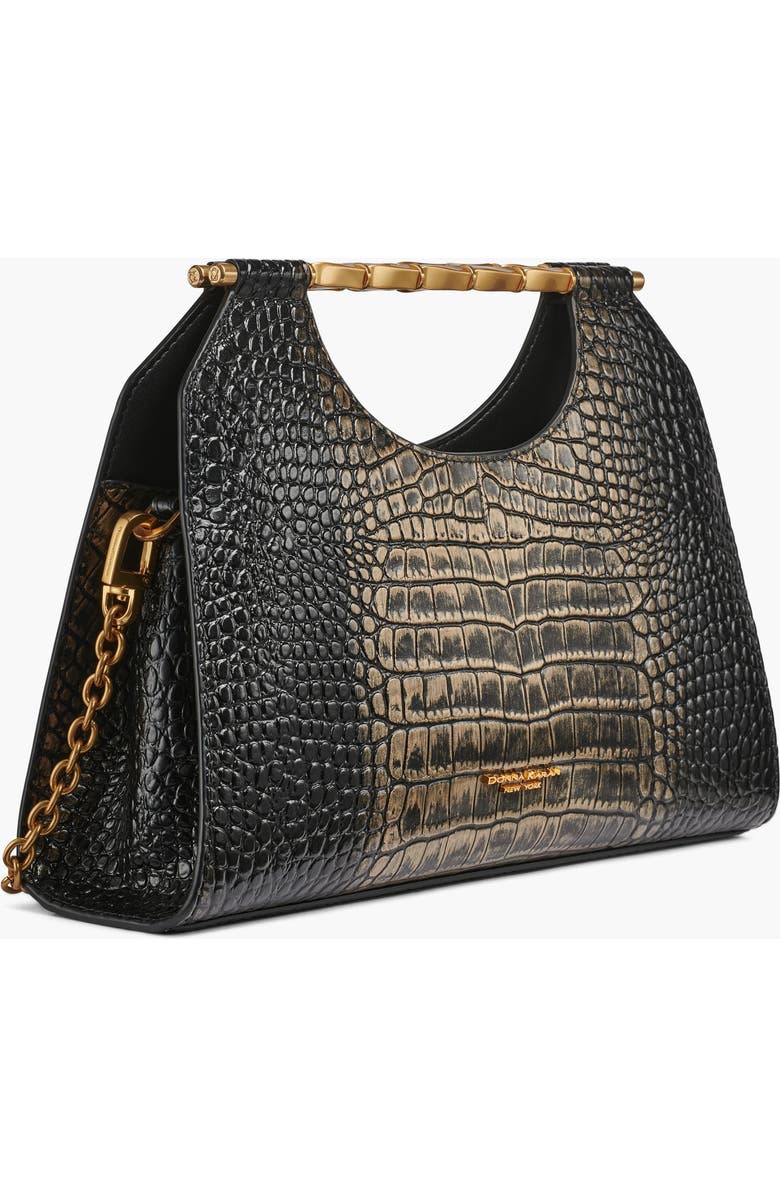 Donna Karan New York Commack Metallic Croco Clutch, Alternate, color, Black/Gold