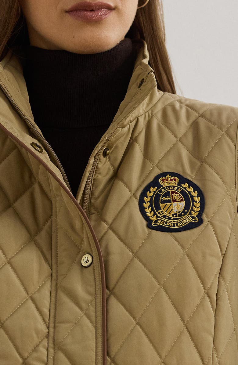 Lauren Ralph Lauren Crest Patch Diamond Quilted Vest, Alternate, color,