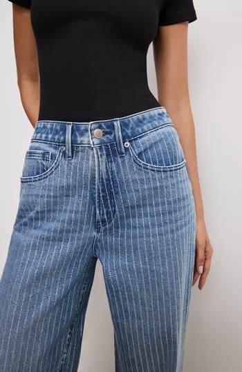 Good Icon Rhinestone Straight Leg Jeans