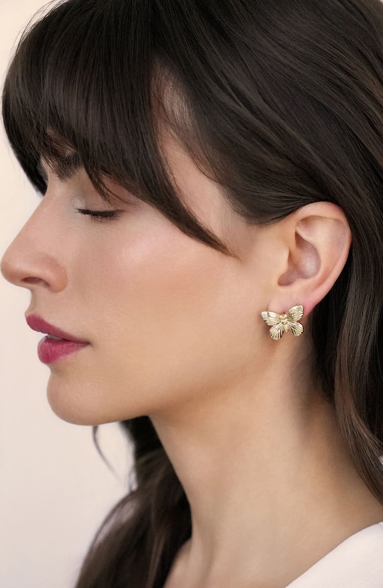 Ettika Butterfly Stud Earrings, Alternate, color, Gold