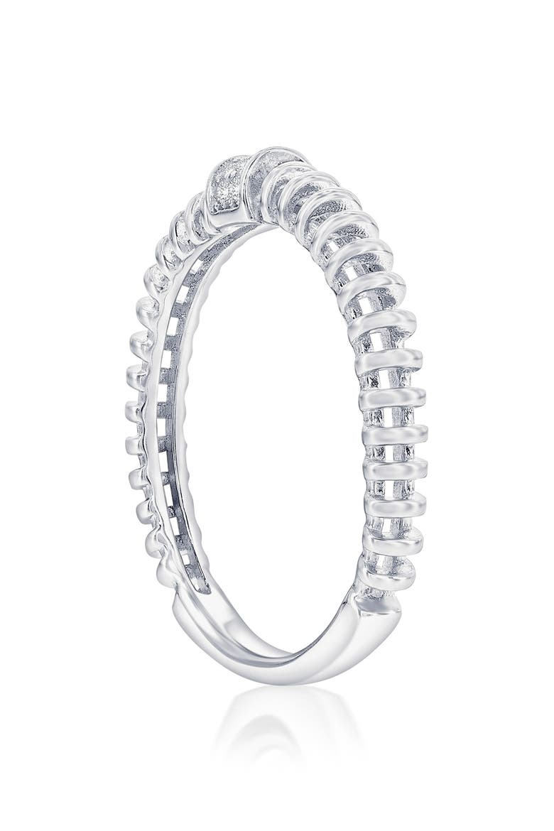 Sterling Silver Pavé CZ Wire Ring, Alternate, color, SILVER