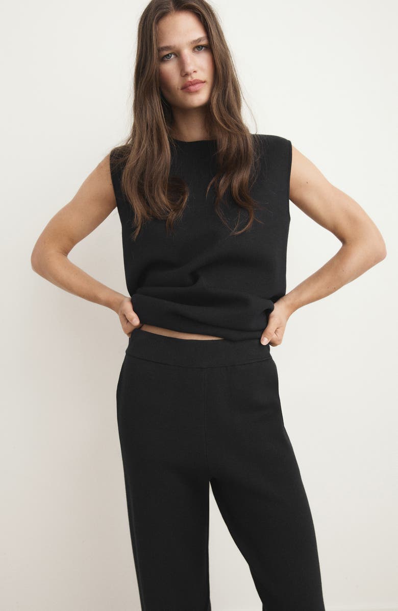 MANGO Milano Fabric Pajama Pants, Alternate, color, Black