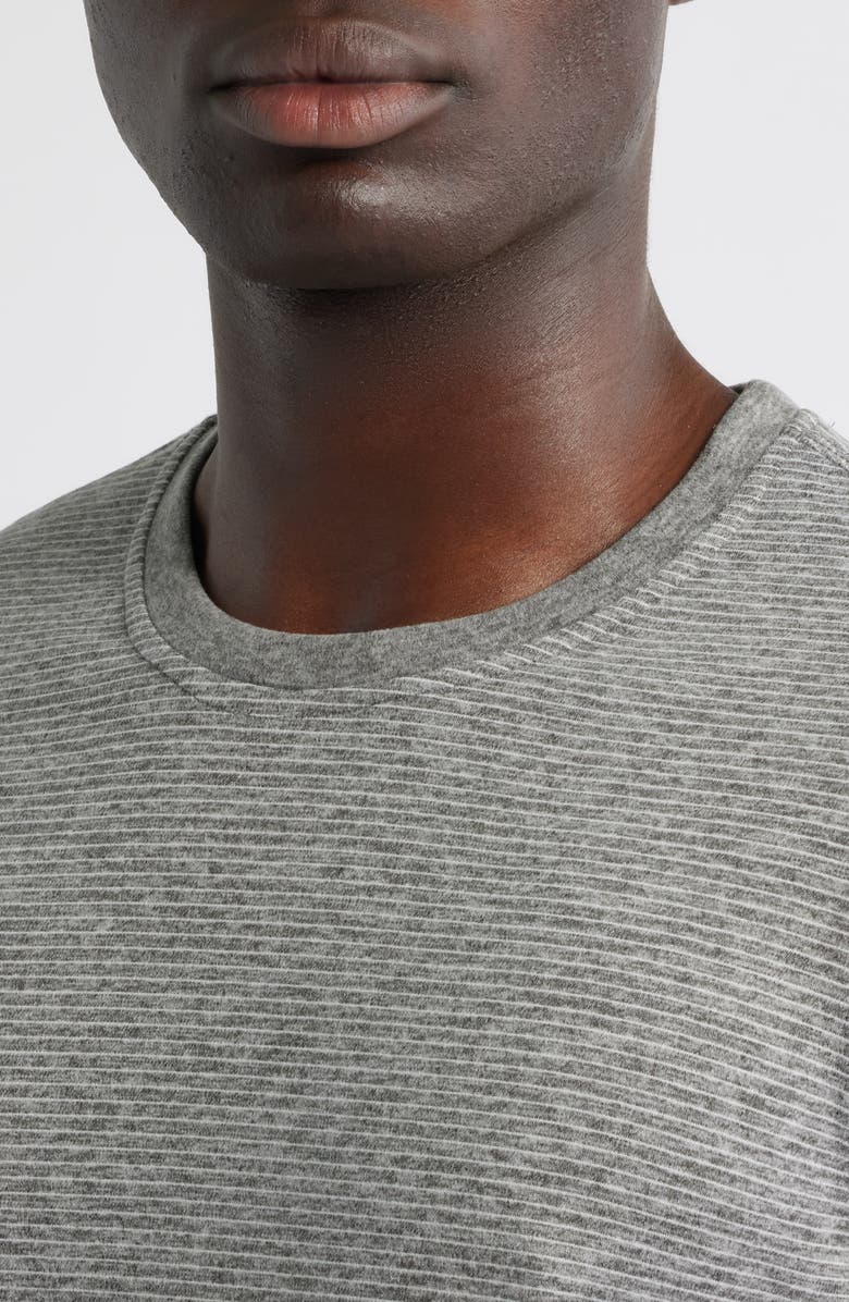 Daniel Buchler Pinstripe Long Sleeve Pajama T-Shirt, Alternate, color, White Grey Stipe