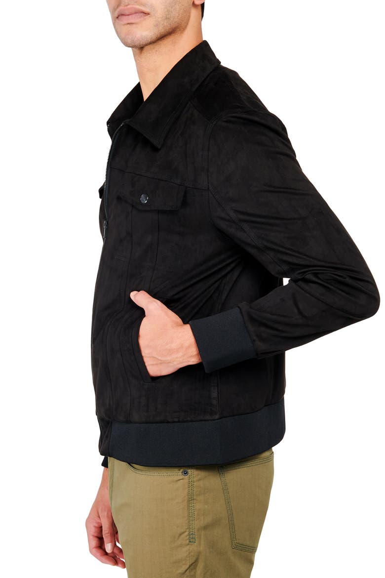 Reign Sueded Trucker Jacket, Alternate, color, BLACK