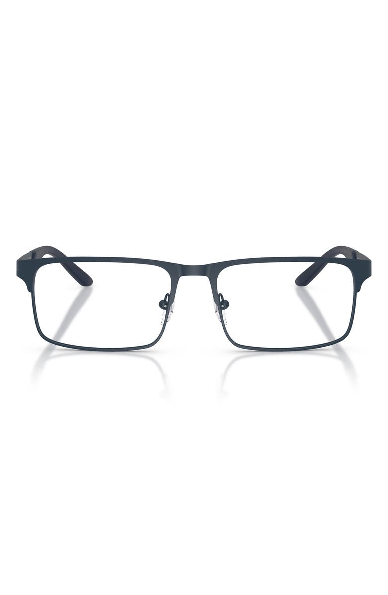 Emporio Armani 55mm Rectangle Optical Glasses, Main, color, Matte Blue / Demo Lens