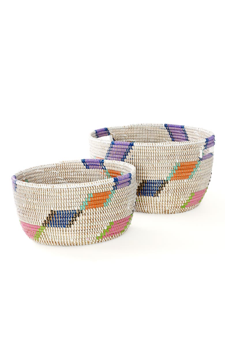 Set of Two Diagonal Diamond Nesting Storage Baskets, Main, color, Multicolor