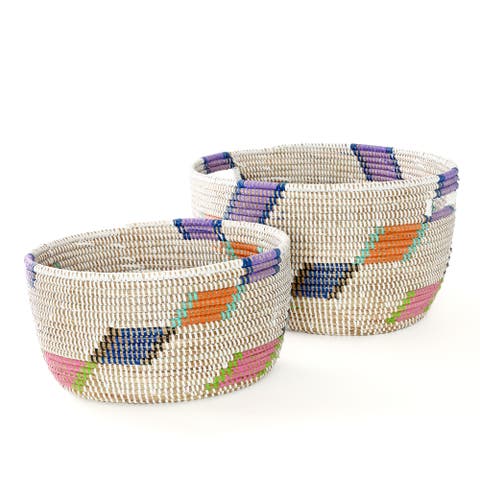 Set of Two Diagonal Diamond Nesting Storage Baskets