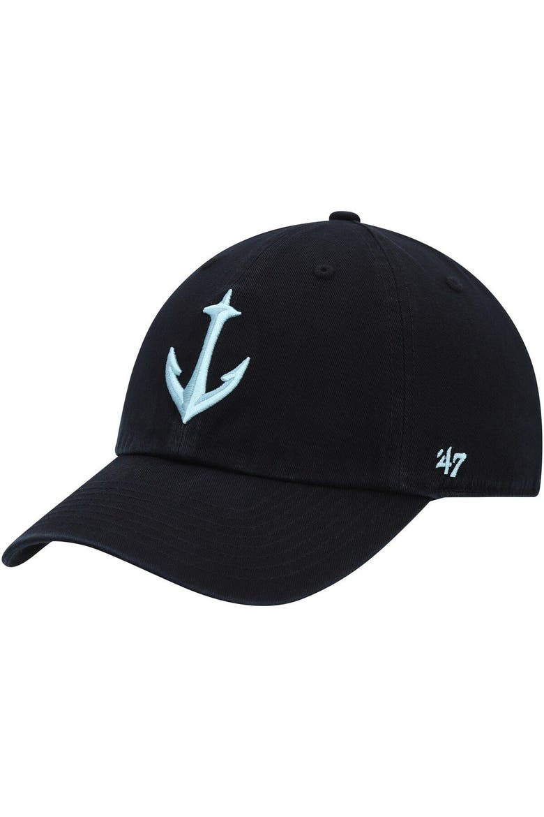 Women's '47 Black Seattle Kraken Clean Up Adjustable Hat, Main, color, Black