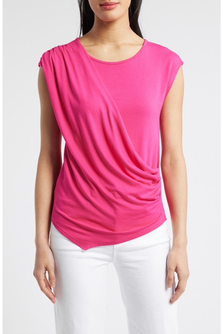 Drape Asymmetric Top, Main, color, FUCHSIA