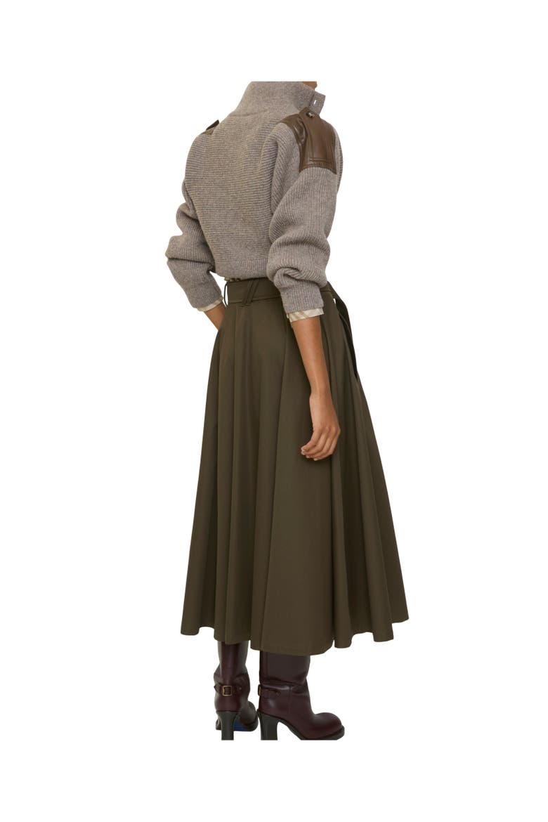 Gabardine Trench Midi Skirt, Alternate, color, JUNIPER