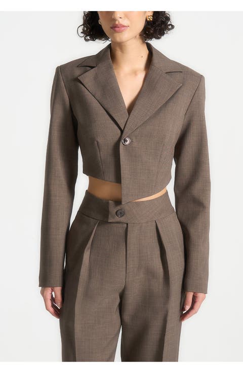 Dina Asymmetric Tailored Cropped Blazer