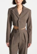 Manière De Voir Dina Asymmetric Tailored Cropped Blazer