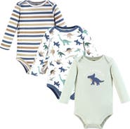 Hudson Baby Cotton Long-Sleeve Bodysuit 3Pk