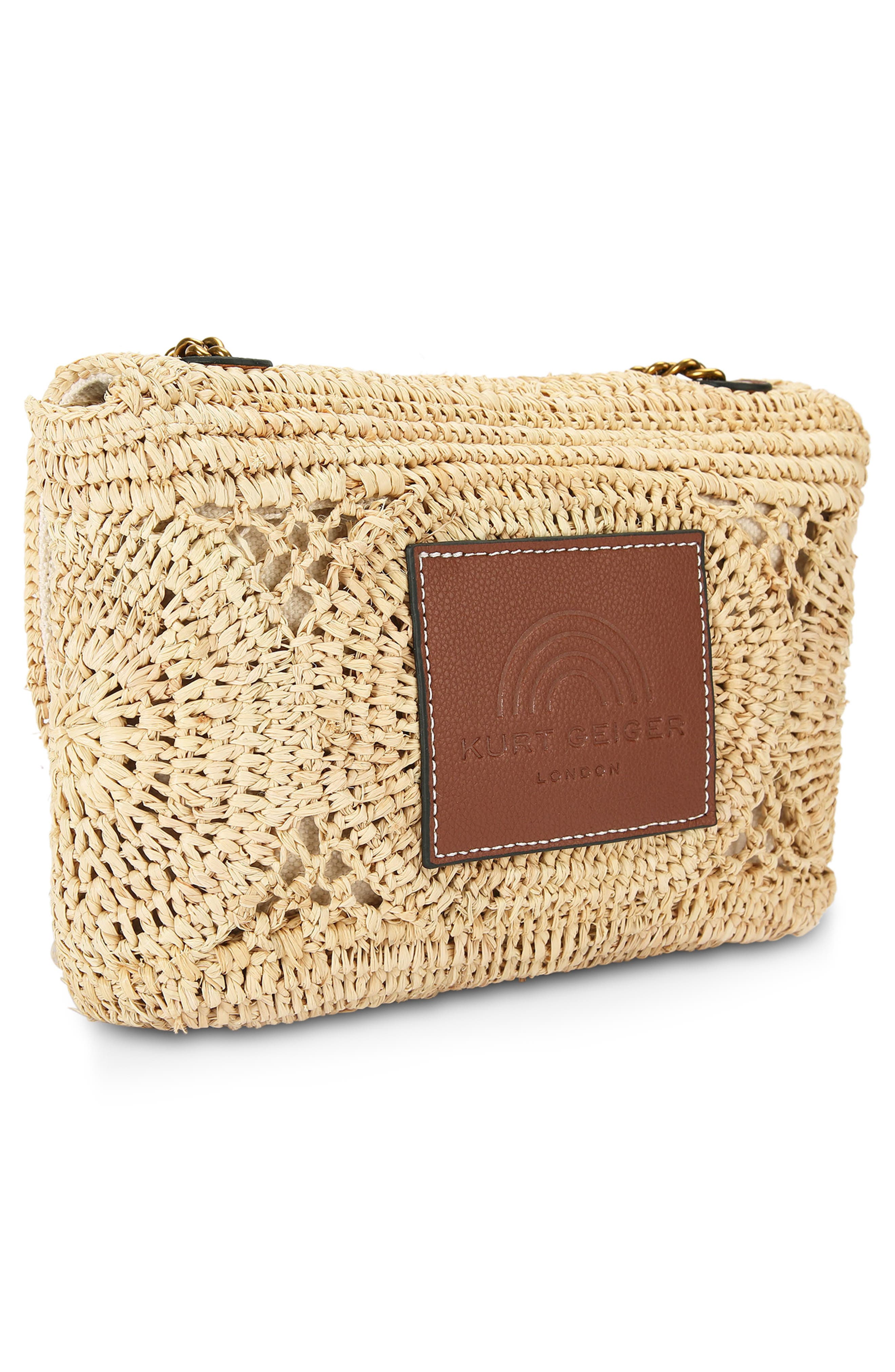 Kurt Geiger London Evil Eye Medium Kensington Raffia Shoulder Bag, Alternate, color, 