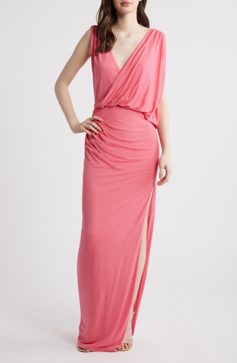 Norissa Ruched Drape Maxi Dress