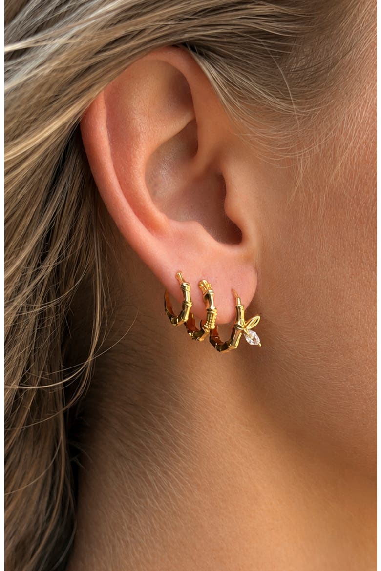 Set of 3 Frosted Vine Hoop Earrings, Alternate, color, GOLD