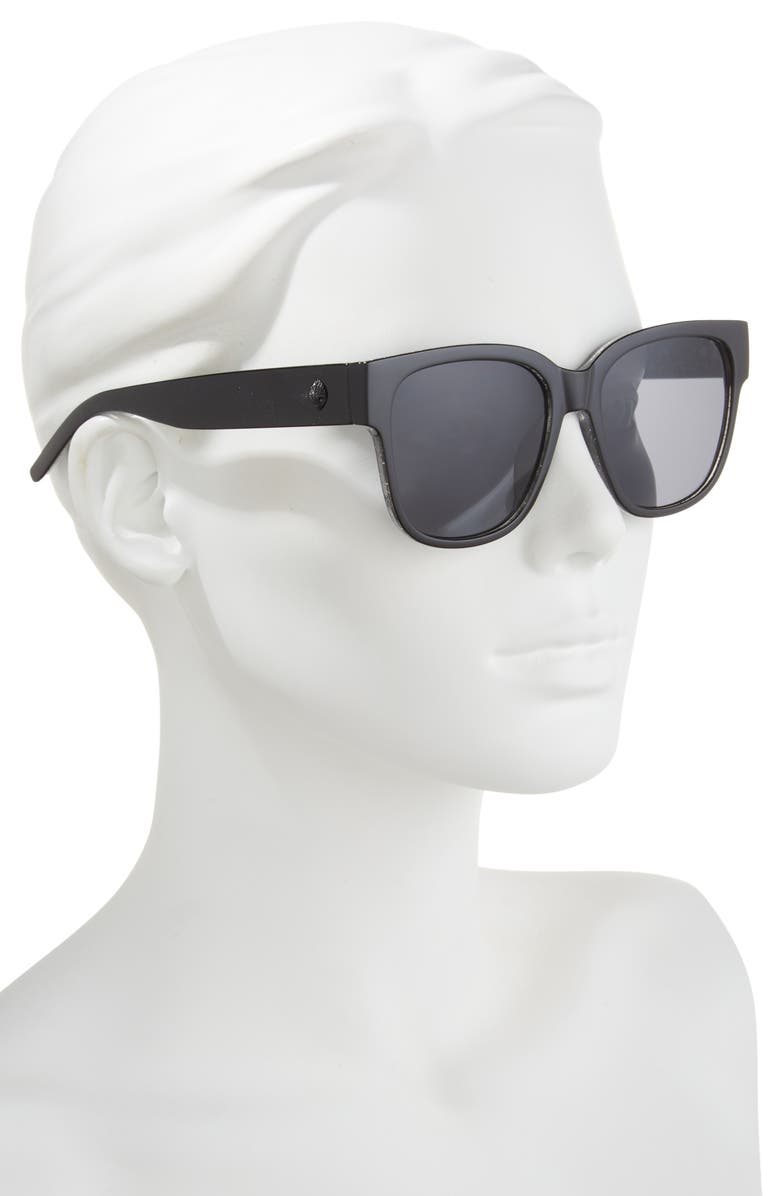 Kurt Geiger London Square Sunglasses, Alternate, color, Solid Black Silver Glitter