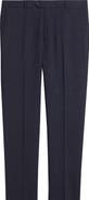 Berle Saxony Trim Fit Flat Front Thatch Weave Wool Blend Dress Pants